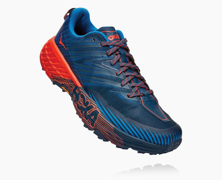 Hoka One One Trail Schoenen Heren - Speedgoat 4 - Blauw/Rood - VQ2761830